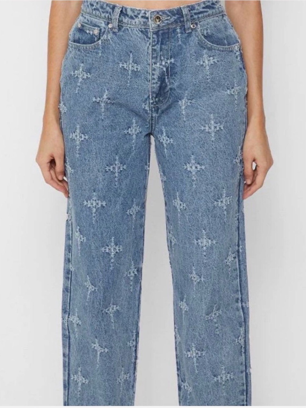 Maniere De Voir Cross Stich Distress Mid Blue Jean Sz 10